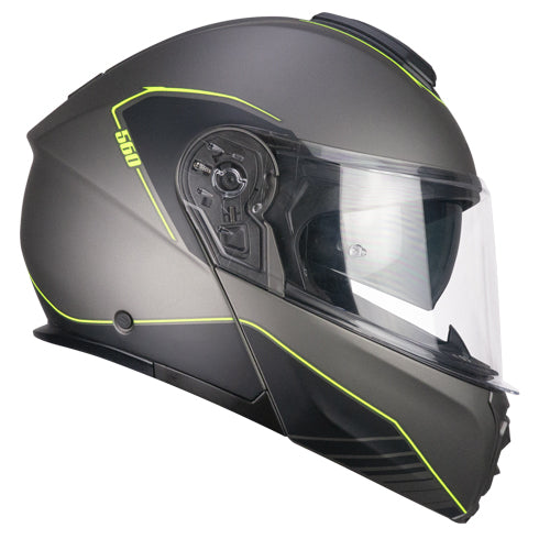 Casco da moto modulare CGM 560G Mad Ride Giallo Grafite / Fluorescente Opaco