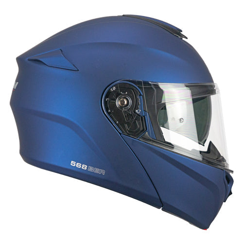 Casco da moto modulare CGM 568A Ber Mono Blu satinato