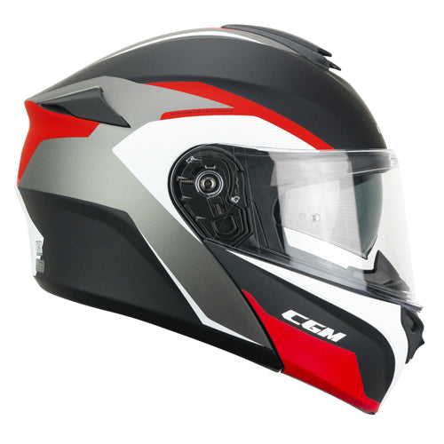 Casco da moto modulare CGM 568G Ber Dresda Nero / Rosso Opaco