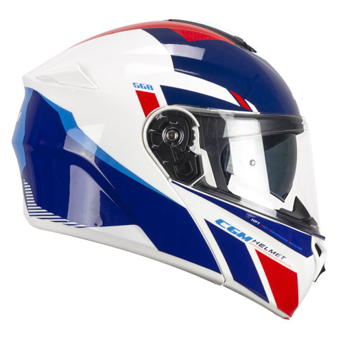 Casco da moto modulare CGM 568S Ber Sport Bianco / Blu