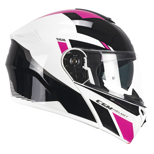 Casco da moto modulare CGM 568S Ber Sport Nero Fucsia Fluorescente