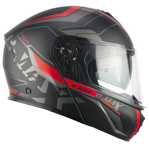 Casco da moto modulare CGM 569G C-Max City Nero / Rosso Opaco