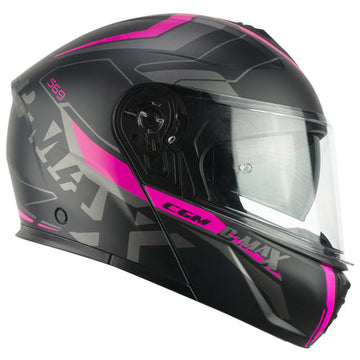 Casco da moto modulare CGM 569G C-Max City Nero Fucsia / Fluorescente Opaco