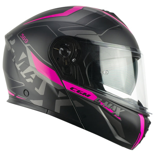Casco da moto modulare CGM 569G C-Max City Nero Fucsia / Fluorescente Opaco