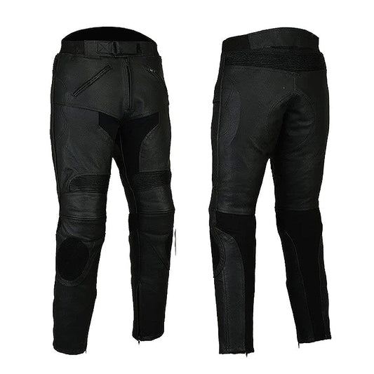 Pantaloni da motociclista Vector in pelle da uomo con armatura rimovibile
