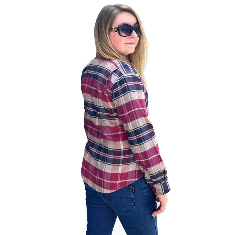 Brat Ladies Motorcycle Flannel Lined with Kevlar Shirts Pink/Grey