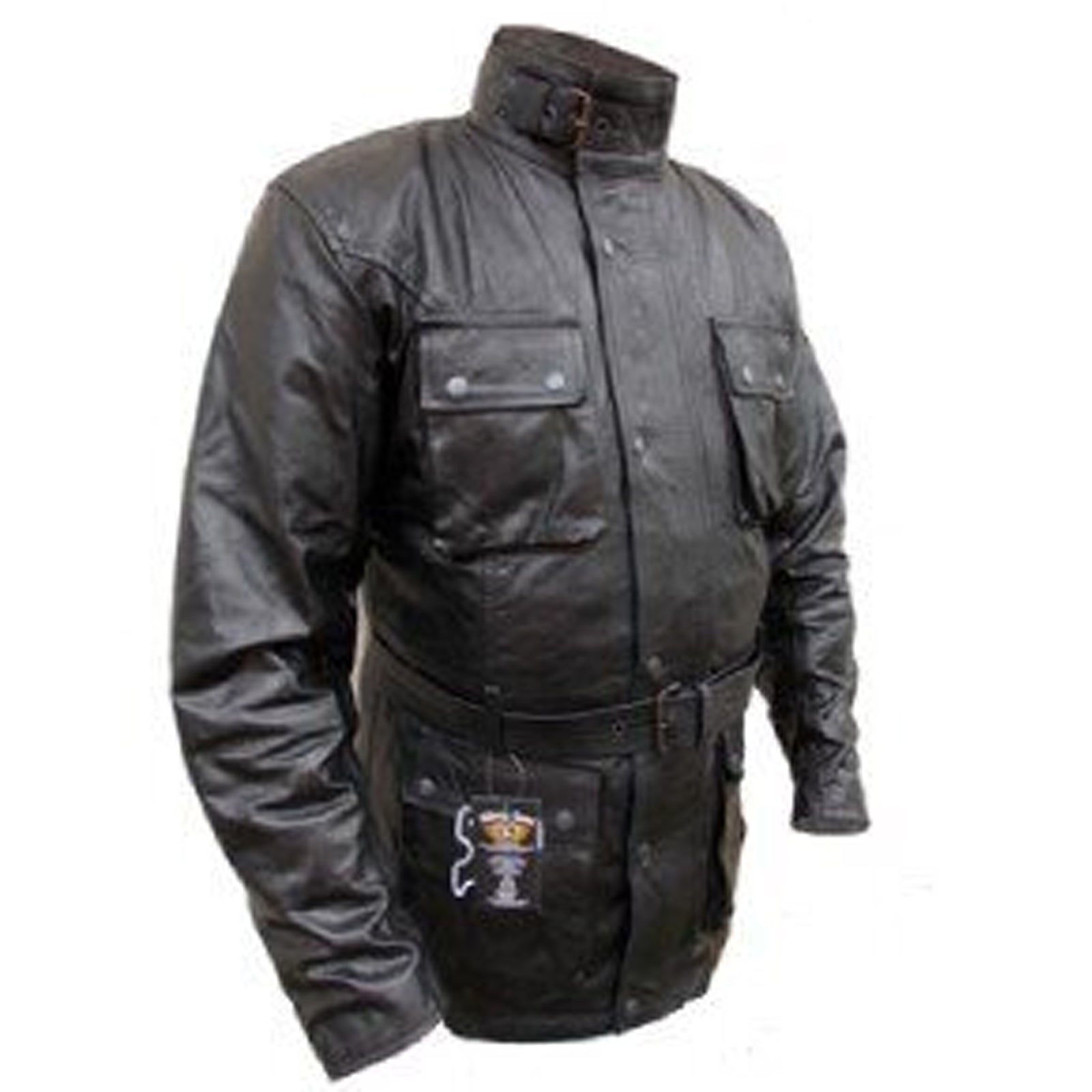 Motorcycle Leather Jacket Trail Master Waxed Belstaff Style Black