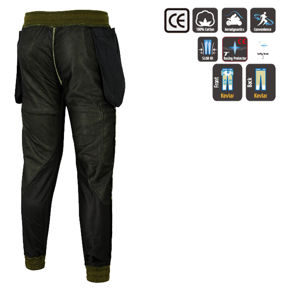 Charlie Men's Casual Stretch Motorcycle Lined With Kevlar Cargo Pants Black