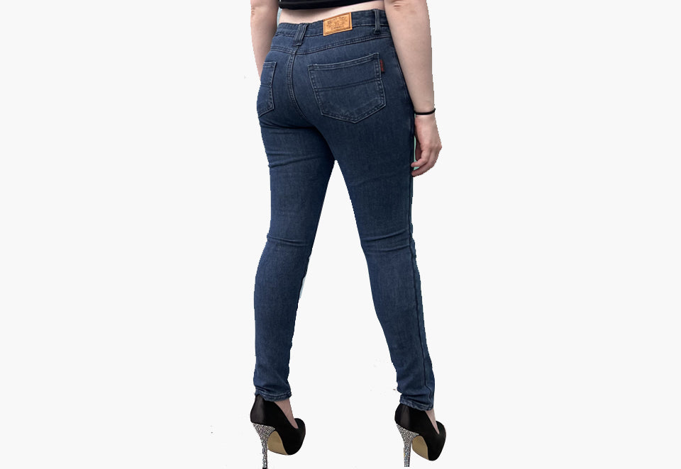Storm Womens Motorcycle Lined with Kevlar Jeans Blue