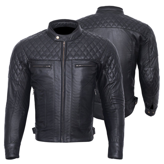 Giacca in morbida pelle Analine di qualità premium Baron Diamond Motorcycle Limited con armatura rimovibile CE