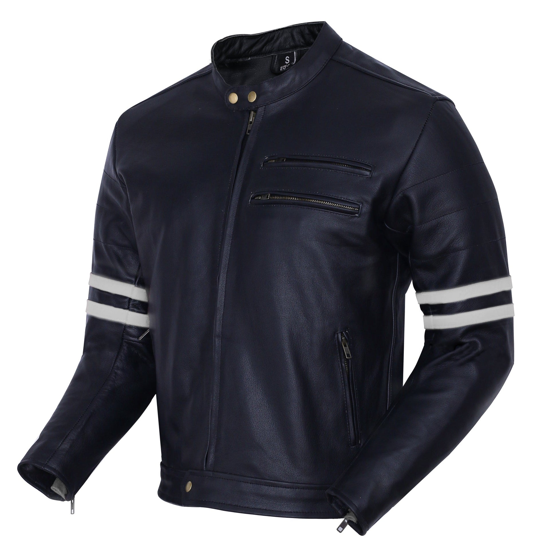 Motorcycle Leather Vintage Jacket The Rocker Black White