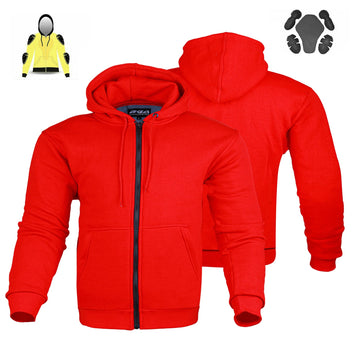 Felpa con cappuccio protettiva per motociclista Alpha foderata in Kevlar rossa