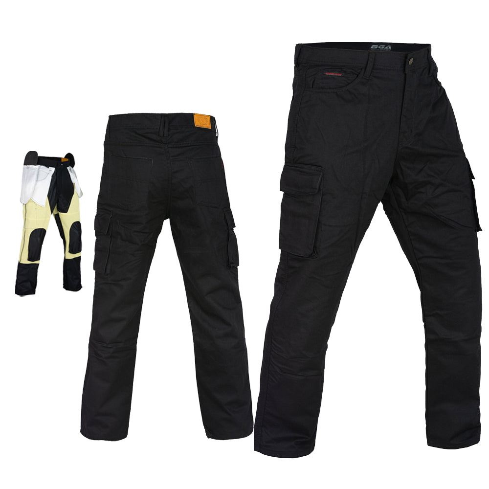 Robin Mens Motorcycle Lined with Kevlar Cargo Jeans Black