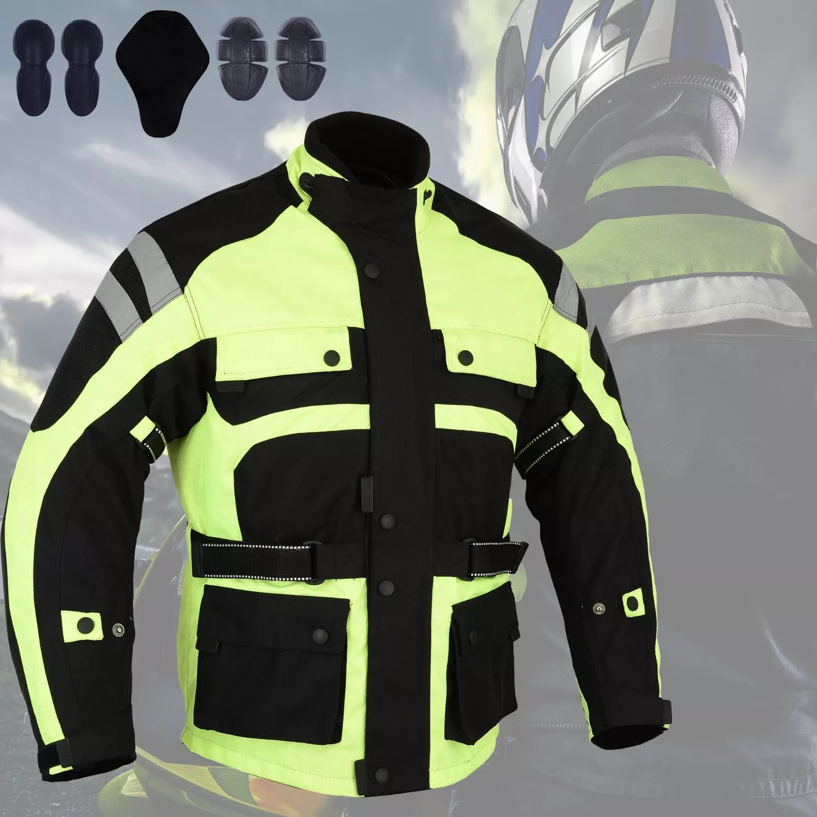 Motorcycle Velocity Waterproof Jacket Hiviz Textile & Cordura Jacket