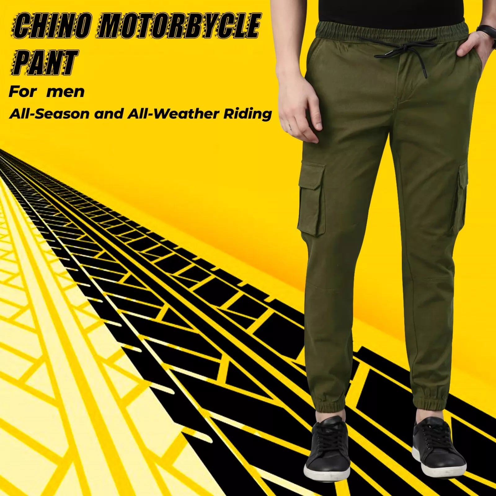 Charlie Men's Casual Stretch Motorcycle Cargo Kevlar Lined Pants