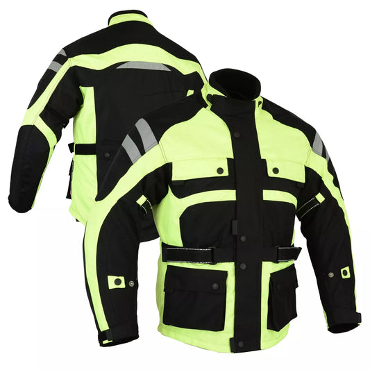 Giacca impermeabile da motociclista Velocity Hiviz in tessuto e Cordura