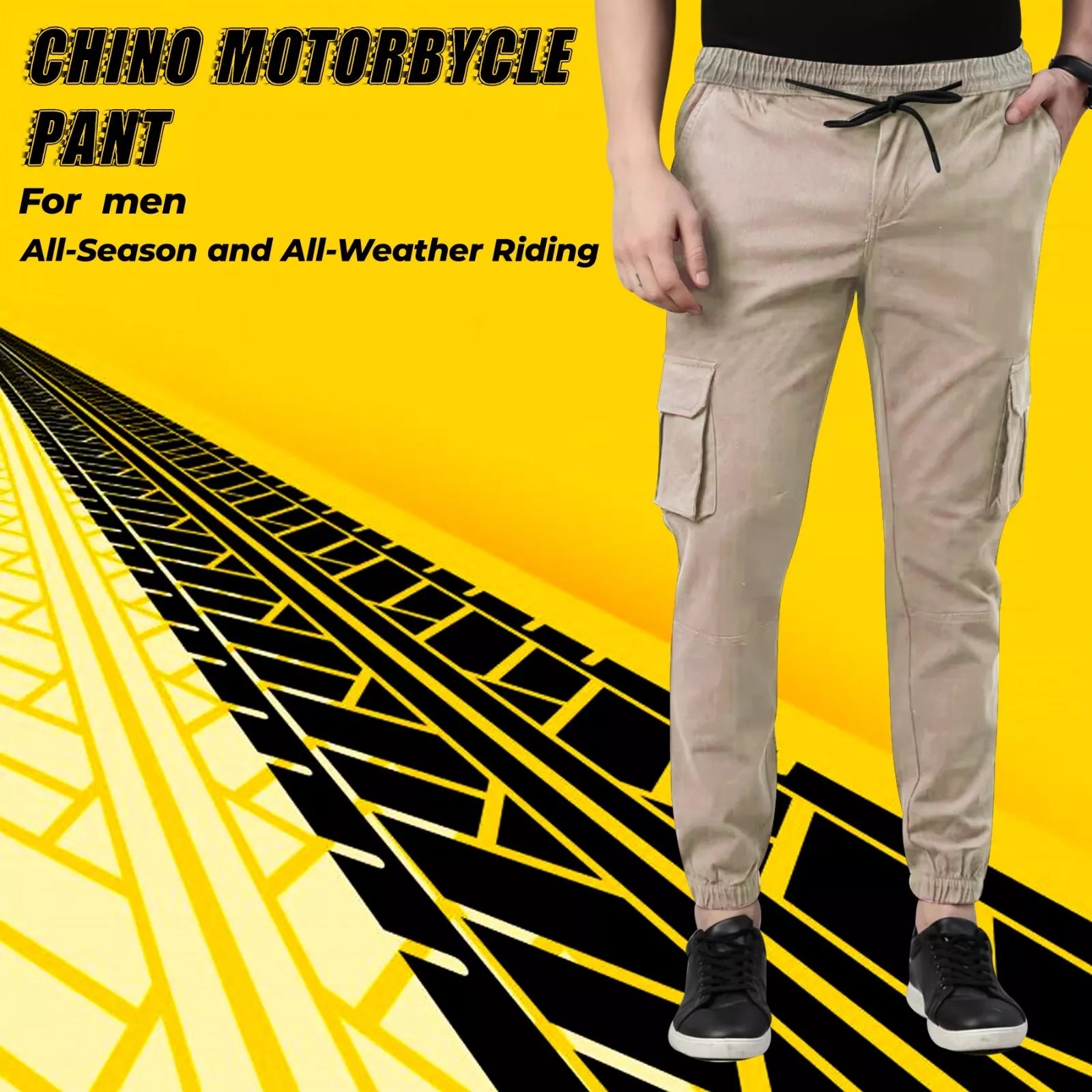 Charlie Men's Casual Stretch Motorcycle Cargo Kevlar Lined Pants