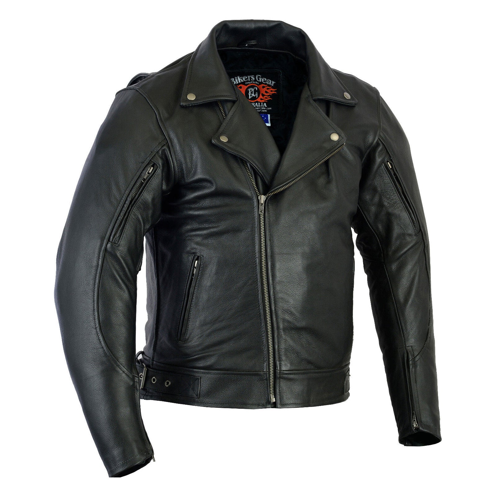 Motorcycle Brando No Buckle Leather Jacket Removable CE armour
